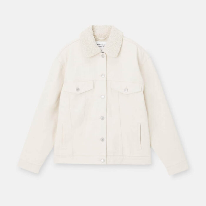 Oversized denim jacket with faux shearling